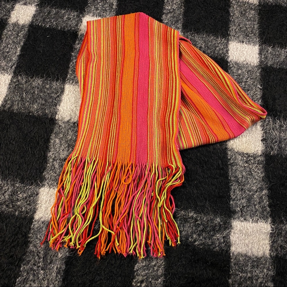 Y2k Multiple Color Fringe Acrylic Long Scarf - image 2
